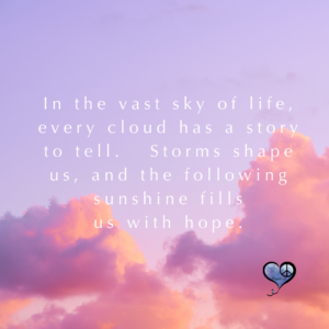 Cloudy sky with gratitude saying
