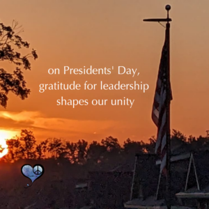 American flag and President's Day quote