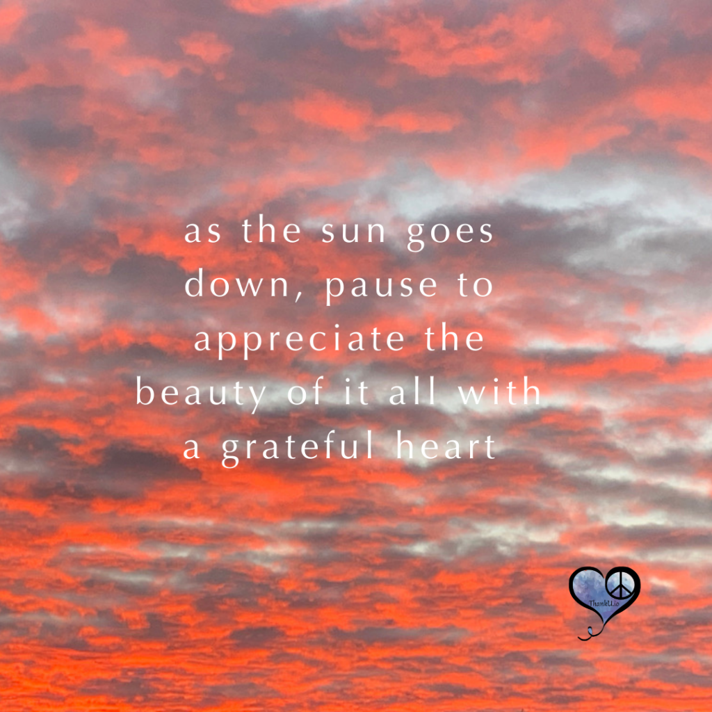 Image of sunset with gratitude saying